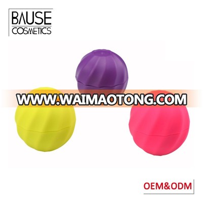 Private label promotional cute waterproof natural organic moisturizing round ball shape lip balm