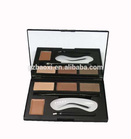 Private label 4 color eyebrow kit with brush and stenils