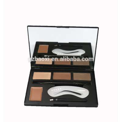 Private label 4 color eyebrow kit with brush and stenils